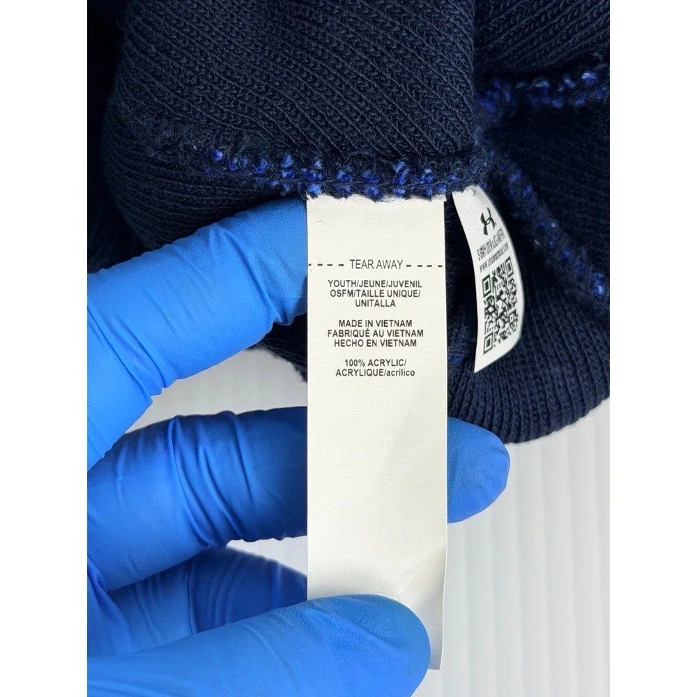 New Under Armour Boys Beanie Hat Gloves Set Navy Blue Camo OSFM